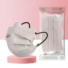 50个装成人款莫兰迪彩色口罩，女士防护一次性口罩，三层防尘口罩，蝴蝶形设计口罩