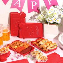 D24 Pcs Large Race Car Fuel Can Birthday Party Plies 10 X 6 Inch Fuel Serving Trays Disposable Plastic Compartment Plates Racing Truck Party Decorations Tableware - 紅色 - 查看 2