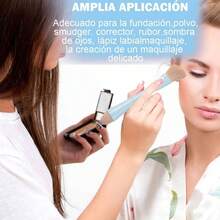 Viaje para maquillaje, Brochas de Viaje, 4 en 1 Juego de brochas de maquillaje, brocha para base de doble punta para base, corrector, cejas, sombra de ojo, con 2 esponjas cosmticas Azul - Azul - Ver 8
