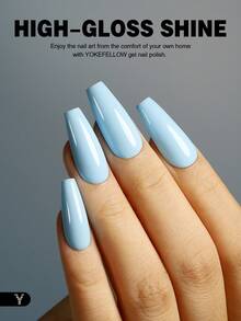 YOKEFELLOW TPO-Free & HEMA-Free 10ml Gel Nail Polish, Light Purple Nails All Seasons Semi Permanent Manicure Nail Gel Polish Soak Off UV LED Nail Art Salon DIY For Women Girls -YM174 - Baby Blue - View 4