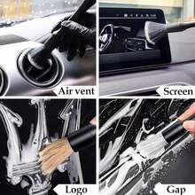 一套汽车清洁刷，多用途汽车清洁刷，猪鬃毛清洁刷，汽车清洁工具，用于清洁仪表盘、通风口、汽车内饰、车轮、车标