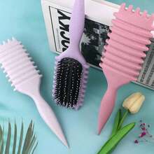Hair Brushes 1 Upgraded Hollow Curling Brush With Bristles And Special Design, Hollow Design For Quick Air Drying Without Damaging Hair, Curling Brush Is Especially Suitable For Curly Hair, Shaping And Styling Curls For Men And Women, Reducing Pulling And Curl Separation. , Hairbrushes, Combs, Hair Tools, Hair Products And Accessories For Barber Salon Beauty Travel Essentials - 彩色 - 查看 2