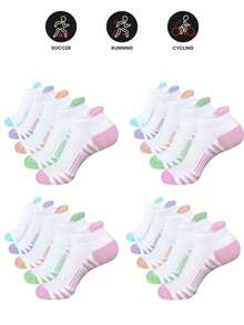 5/10/20 Pcs Athletic Ankle Women Socks Running Compression Socks For Women Cozy Soft Tab Socks - Multicolor - View 1