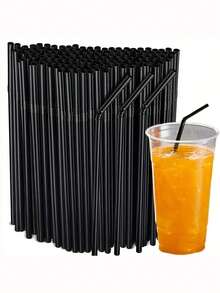 20/50/100/200/300/400pcs Black Flexible Straws, Coffee Stirrers, Beverage Accessories Suitable For Milkshakes, Slushies, Bubble Tea, Pearl Milk Tea, Iced Coffee, Suitable For Bars, Clubs, Restaurants And Home Use, Also Can Be Used As School Supplies - Multicolor - View 9