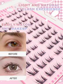 60 sợi mi giả kiểu sao không cần keo - Thiết kế làm to mắt với hiệu ứng nhẹ nhàng, quyến rũ và gợi cảm, dễ dàng sử dụng cho người mới bắt đầu. Thích hợp cho các bữa tiệc, hẹn hò và sự kiện đặc biệt, sử dụng hàng ngày, Giáng sinh, hẹn hò và tiệc tùng. - C - Xem 3