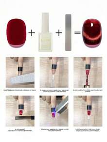 Miss Leia 1-8 15ml Autumn/Winter Nail Ankola Red Glass Bead Cat Eye's Gel Nail Polish, Brightens Skin Tone, Versatile, New Year Red Cherry Cat Eye Nail Polish, Color Gel Clear Coat, Beginner Nail Art, UV LED Curing, Soakable Semi-Permanent, Suitable For Beauty Salon Nail Salon Sets, DIY, Home, Holiday Gifts For Women, Nail Art, Suitable For All Seasons - Multicolor - View 10