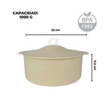 Tortillero de plástico beige con tapa, capacidad 1kilo, tortillero para mesa, fiestas - Beis - Ver 3