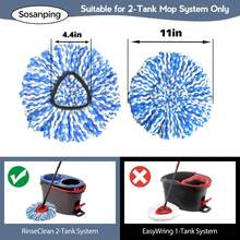 3 Pack Mop Replacement Heads For O-Ceda RinseClean Spin Mop, Microfiber Spin Mop Refills, Easy Cleaning Mop Head Replacement Refill - Xanh và trắng - Xem 2