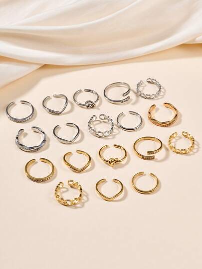 3 peças de anéis de dedo do pé de aço inoxidável descolado com strass em formato de coração para mulheres, para férias de verão, viagens, festa na praia, conjunto de joias para os pés de praia, anéis de dedo do pé ajustáveis em ouro, anel de dedo do pé com zircônia cúbica, anel de dedo aberto e curvado