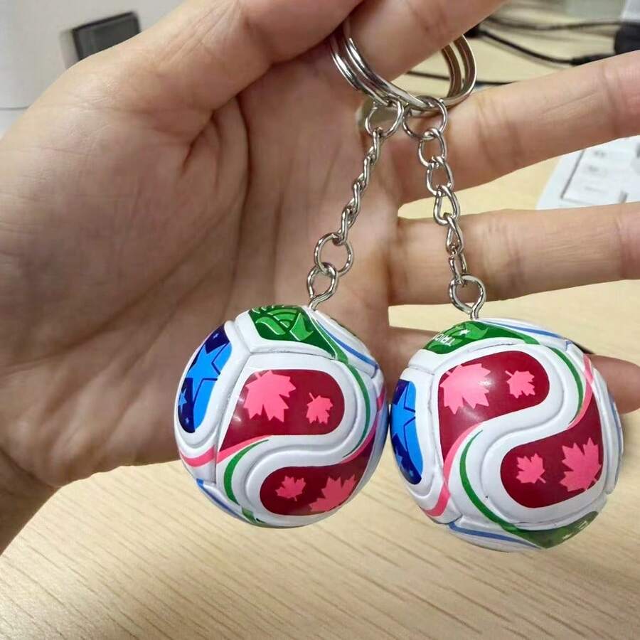 1pc 2026 Memorial Edition Football Keychain, 3D Keyring, Unisex Football Fan Collectible Gift - Multicolor - View 1