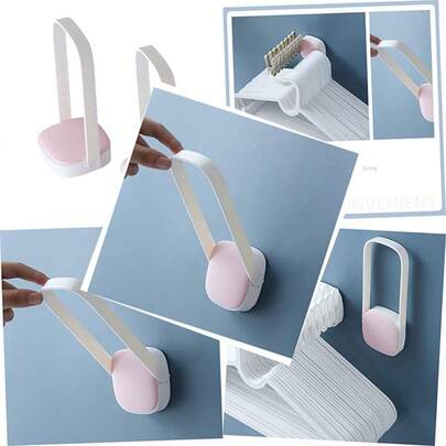 2 piezas Perchas acolchadas Organizador de almacenamiento de pared Perchero apilable Estante de almacenamiento de lavandería Ganchos Fácil instalación