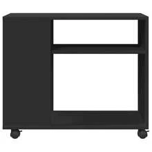 Side Table With Wheels Black 70x35x60 Cm Engineered Wood - Black - View 6