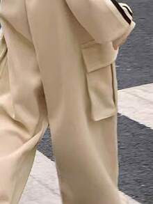 2pcs Girls Set, Girls Graphic Letter Print Hoodie, Casual Cargo Pants - Apricot - View 5