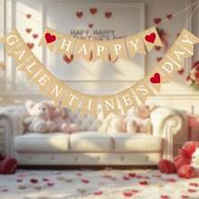 Galentines Banner Garland Creative Heart Letters Hanging Decorations For Celebration Party - Khaki - View 5