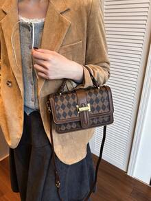 2025 Nouveau petit sac bandoulière carré, sac à épaule de marque de luxe léger pour femmes - Marron - Voir 5