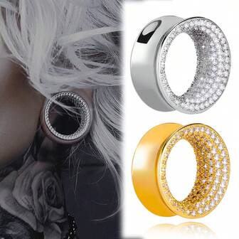 2PCS Hot Saddle Fit Sparkling Luxurious Elegant Round Ear Gauges Tunnels Expander Stretcher Piercing Women Body Men Jewelry New Arrival Valentine's Day Gift