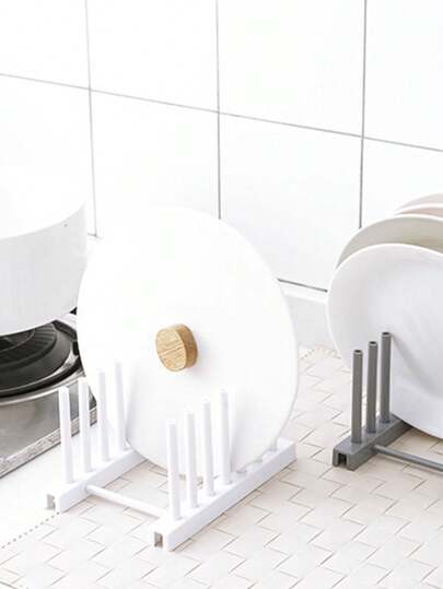 1 قطعة رف تجفيف أطباق المطبخ أحادي اللون، منظم تخزين الأطباق والأدوات المطبخية، رف تخزين أدوات المائدة البلاستيكية. تخزين وتنظيم المطبخ، مستلزمات منزلية أساسية. رف أطباق، مريح وعملي، قوي ومتين.