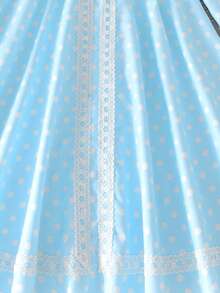 Vihyde 1pc Girls Elegant Polka Dot Floral Splice Long Sleeve Waist Cinched Dress - Blue and White - View 8