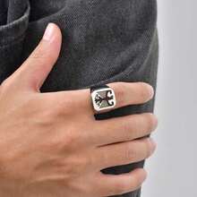1pc Customized Stainless Steel Cast Ring With Eagle National Emblem Design, Black/Silver/Gold Color Ring, Men's Jewelry Gift For Boyfriend, Family, Personal Commemoration - Multicolor - View 10