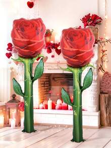 1 Stück 59-Inch großer künstlicher roter Rose Folienballon, roter Rosenblumen Ballon, für Geburtstags-Party, Hochzeit, romantischen Valentinstag, Party Dekoration, Jahrestag, Heiratsantrag, Fotobox Requisiten, romantische Überraschungs-Themen Dekoration