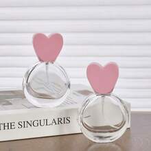 1pc 25ml Luxury Perfume Spray Bottle, Heart-Shaped Cap Perfume Bottle, Sample Refill Bottle, Portable Decanting Bottle, Refillable - Clear - View 1