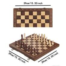 Magnetyczny drewniany zestaw szachowy dla dorosłych, 15-calowa szachownica z ręcznie wykonanymi figurami, składany przenośny zestaw podróżny, unikatowy zestaw szachowy do gry w turniejach dla początkujących profesjonalistów