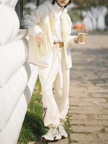 Nike Women's Logo Print Training Knit Sweatpants, - Off White - View 3