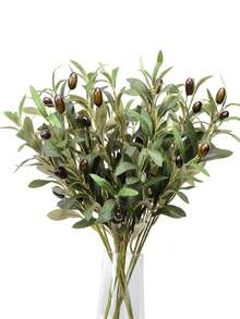4pcs, Realistic Artificial Olive Leaf Tree Branch With Fruit For Home Garden Decoration, Wedding Bouquet, Silk Flower Arrangement, Creative Gift, Holiday Accessory, Birthday Party Supplies, Birthday Gift, Aesthetic Home Decor, Party Packs