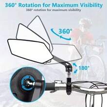 1 Pair Adjustable Rotatable Skateboard Rearview Mirrors - 3 Colors (Yellow/Red/White) Handle Mirrors, Clear Vision - Perfect Accessory For Electric Scooters, Bicycles And Cycling - Black - View 3