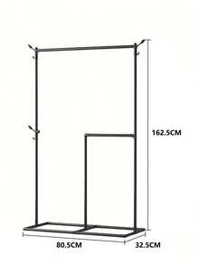 Perchero con Organizador Vertical de Ropa, Zapatero para Entrada, Barra para Colgar Ropa de Pie para Dormitorio, Estante para Ropa de Balcón, Dormitorio y Lavandería - Negro - Ver 5