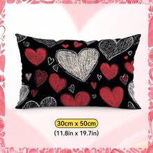 1pc/4pcs Valentine's Day Heart Graffiti Pattern Pillowcase Without Insert, Single-Sided Printed Pillow Cover, Suitable For Living Room, Bedroom, Home Decor, All Season - Multicolor - View 14