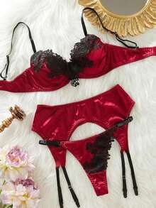 weiweihu Ladies Eyelash Lace Satin Retro Palace, Exquisite Sexy, Charming Sexy Style Steel Ring Thin Cup Comfortable Underwear Set,Lingerie For Women ,Lingerie Set,Lingerie,Sexy Underwear,Sexy Christmas Lingerie,Sexy Christmas Outfit,Sexy Dress,Sexy Christmas,Lingerie Set>Sexy,Lencería Para Mujer,Lencería Para Mujer,Ropa Interior Para Mujeres,Corset De Mujer - Màu Đỏ Sâu - Xem 8