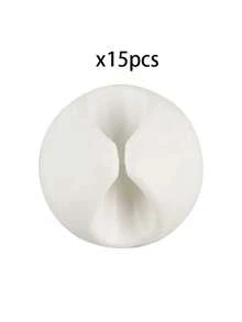 15pcs Pom-Pom Round Cable Organizer Clips, Suitable For Office Desk, Living Room, Bedroom