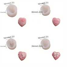 4 قوالب سيليكون بشكل قلب، مجموعة قوالب شمع وصابون بموضوع الحب، طقم صنع شمع وصابون للزفاف بنمط وردة وفيونكة، قوالب سيليكون قلب إبداعية لعيد الحب - أبيض - مشاهدة 6