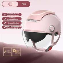 BIBEE Electric Motorcycle Helmet Summer Breathable Electric Bike Open Face Helmet Men Women Dual Lenses Jet Scooter Half Helmets - 深棕色 1.0 - 查看 12