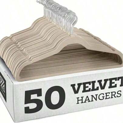 Premium Velvet Hangers,Non-Slip Thin Flocked Felt Hangers, Sturdy Clothes Hangers, Heavy Duty Coat & Suit Hangers, Durable Suit Hangers For Closet Use, Ideal Closet Supplies 1pc