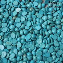 20pcs 8-10mm Heart, Teardrop & Round Shaped Natural Stone Cabochons, Semi-Bezel Setting, DIY Jewelry Supplies - Blue and White - View 9