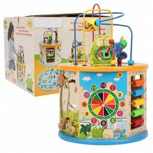 Laberinto de cuentas de madera multiusos 8 en 1 para niños, reloj, ajedrez, cubo de actividades, juguete educativo, rompecabezas multifuncional, laberinto de cuentas. - Multicolor - Ver 1