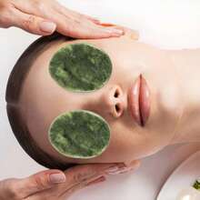 2pcs Cold & Hot Stone Eye Massage Pads, 3*4cm Pink & Green, Facial Skin Care - Multicolor - View 13