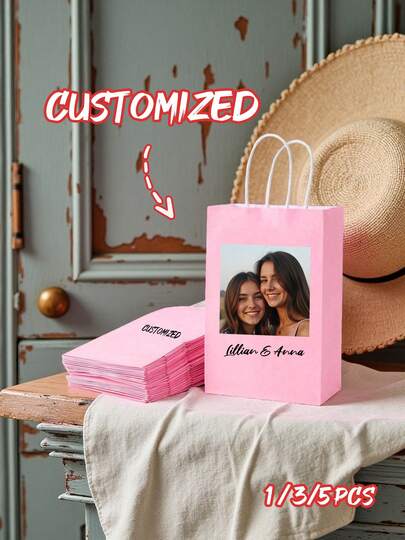 1/5/10pcs Custom Gift Bags With Handles, Reusable Paper Bags, Small/Medium Size, Commercial Use, Retail Product Bags, Birthday Party Gift Bags, Wedding Gift Bags, Party Favor Bags, Minimalist & Stylish, Customizable, Personalized, Anniversary Exclusive