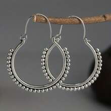 Unique Handmade Silver Hoop Earrings - Modern Hoops, Great Gift Jewelry For Her - Antique Silver - View 5