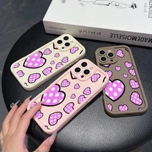 1 Stück, rosa Liebesmuster, minimalistische modische Handyhülle, Geschenk für iPhone12/13/14/15/16/17/Air/Pro/Plus/Pro Max, Valentinstagsgeschenk. - Verschiedenfarbig - Übersicht 2