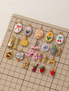 1件INS风时尚冰淇淋、芭蕾舞鞋、吉他、铲子、酒瓶、游戏机、甜甜圈造型不锈钢18K镀金DIY吊坠，可作项链、手链、耳环、钥匙扣、包包饰品、女士珠宝配饰、钱包挂饰、礼物 - 彩色 - 查看 4