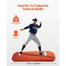 Pitching Mound, Portable Baseball Game Mound, 127 In Indoor Outdoor Pitching Practice And Training Equipment, Softball Pitching Aids With Antifade Turf And Pitching Rubber - Two-section Mound Shape, 3-3.5m - View 2