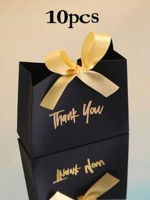 10pcs Elegant Mini Gift Boxes/Bags With Gold Ribbon And "Thank You" Design, Multiple Colors Available, Suitable For Wedding Favors, Party Favors, Small Gifts, Birthday, Gender Reveal, Halloween Candy, Back To School, Valentine's Day - Multicolor - View 17
