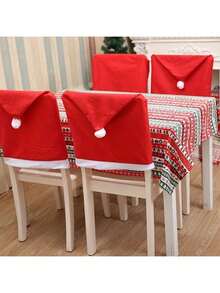 1/4/6/1PC Christmas Chair Back Cover Holiday Dress Christmas Big Hat Printed Non-Woven Christmas Chair Cover, Can Be Used In The Dining Room, Bedroom, Kitchen Outdoor A Variety Of Scenes - Multicolor - View 6