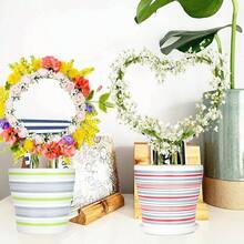 - Paquete de 4 enrejados de metal negro de 13 pulgadas para plantas trepadoras, estructura de soporte de tallo de vid de hierro con 10 lazos para plantas en maceta y flores de interior - 4 + Corazón+Redondo - Ver 7