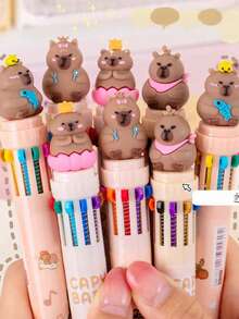 2 pezzi Penne a sfera a forma di capibara carino casuale, 10 colori, ricompensa per studenti, regalo, adatto per ufficio e scuola