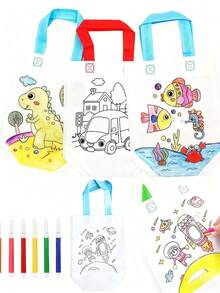 Kit de 30 Bolsas para Colorear con 60 Marcadores para Niños, Bolsas de Tela No Tejidas Reutilizables para Fiestas, Cumpleaños y Navidad, Divertido Juego de Arte DIY para Regalos - Multicolor - Ver 7