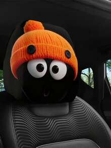 2 piezas, Fundas de reposacabezas de coche con estampado divertido de ojos grandes de punto naranja, sin material de relleno, fácil de instalar y lavar, ajuste universal para todos los vehículos, perfectas para viajes largos y por carretera - Multicolor - Ver 7